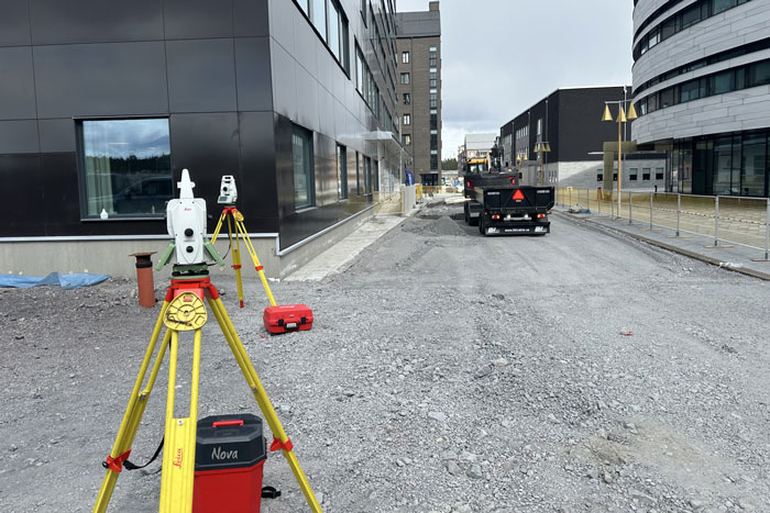 Mätning inför bygg av hus